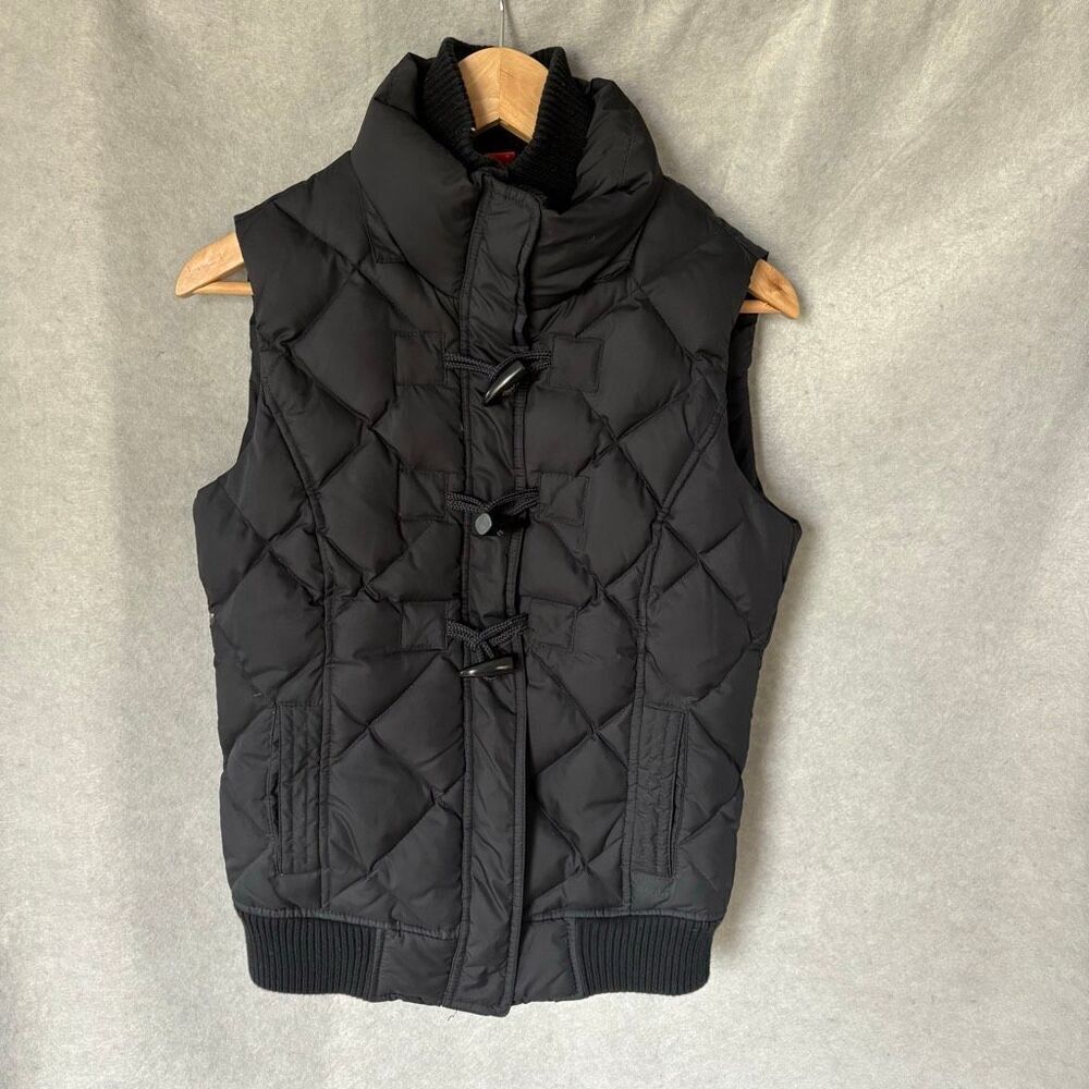 Esprit Black Quilted Puffer Vest Down Toggle Outdoor Gorpcore